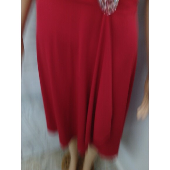 Wardrobe A Womens Red Dress Sz 10 Cascade Knee Length Short Sleeve Ruched - Picture 2 of 12